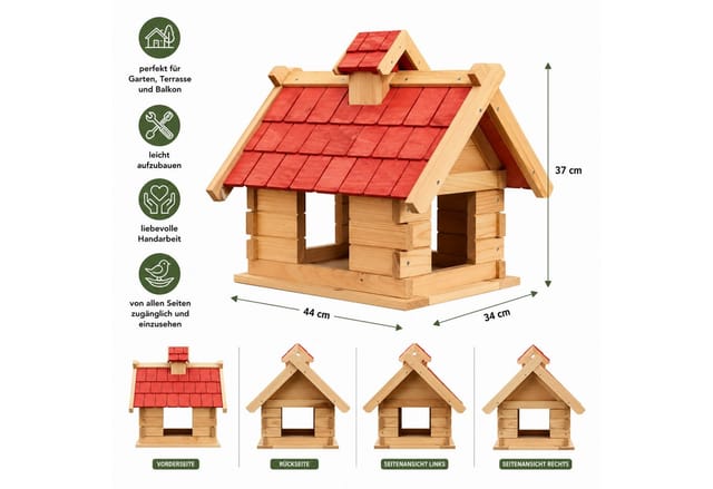 Mucola - Vogelhaus Vögelhäuschen Holz Vogelfutterhaus Futterhaus xxl Vogelvilla Vogel
