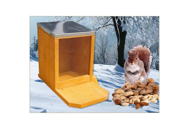 Mucola - Eichhörnchen Futterhaus Futterautomat Futterstation Holz Plexiglas Zinkdach