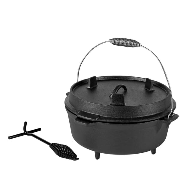 Dutch Oven Feuerkessel Gusseisen Kessel Bräter Camping Grillpfanne bbq 5,7 Liter