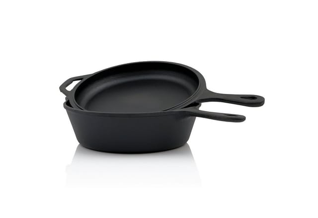 Gusseisen Topf mit Pfannendeckel, 5 Liter - schwarz, Gusseisenpfanne Grill, Gusseisen Topf - Bbq-toro