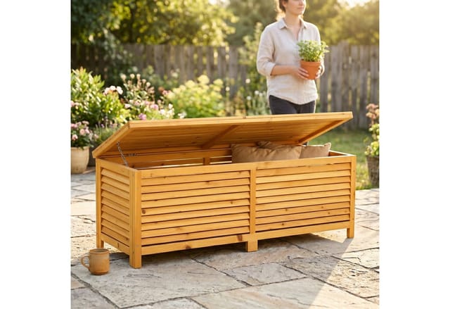 Mucola - 140CM Holz Auflagenbox Kissenbox Gartenbox Gartentruhe Auflagen Truhe Holztruhe