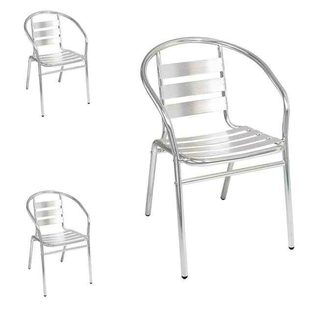 3 Stück Bistro Stapelstuhl Aluminium-M537474-3