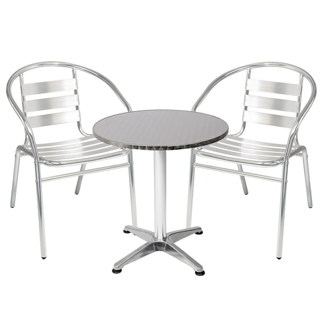 Mojawo - Bistrogarnitur 3-teilig Aluminium / Edelstahl-M950249+2xM537474