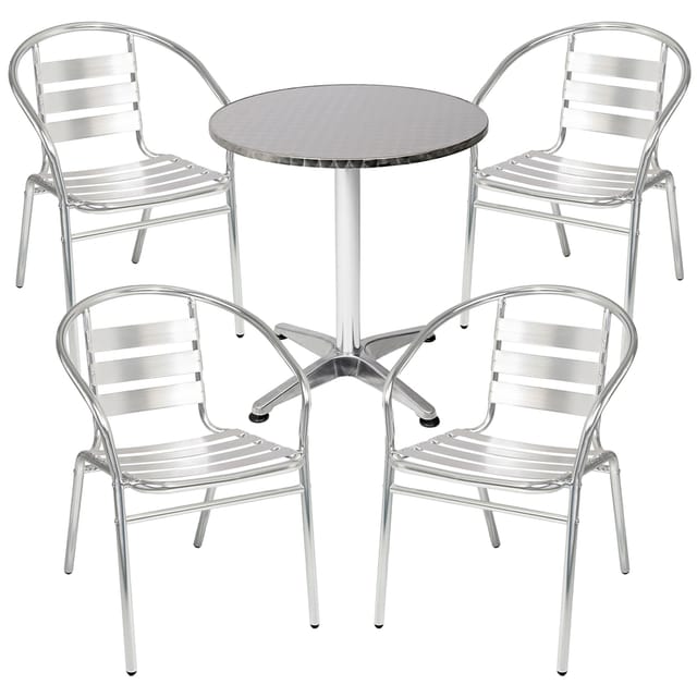 Mojawo - Bistrogarnitur 5-teilig Aluminium / Edelstahl-M950249+4xM537474