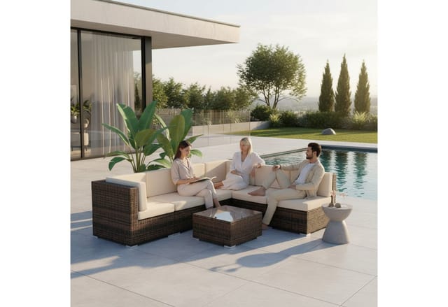 Mucola - Sitzgruppe Sitzgarnitur Lounge Gartenmöbel Gartenset Rattan Sitzgruppe braun xl