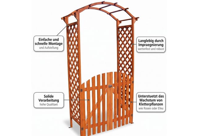 Mucola - Rosenbogen Pergola Torbogen holz Rankhilfe Spalier Blumenkübel Tür Tor neu
