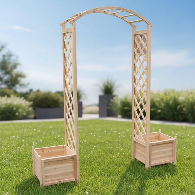 Mucola - Rosenbogen Pergola Torbogen Rankhilfe Spalier Blumenkübel Rankgitter Holz