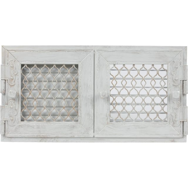 Kratki - Kamin Ofen Lüftungsgitter Luft Luftgitter retro Weiss 24x46 cm Flügeltür