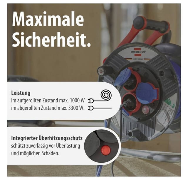 Brennenstuhl - Garant IP44 Kabeltrommel, 25 m, Spezialkunststoff, blau