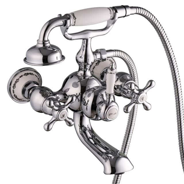 Paulgurkes - Badewannenarmatur Nostalgie Retro Landhausstil mit Brause Keramik
