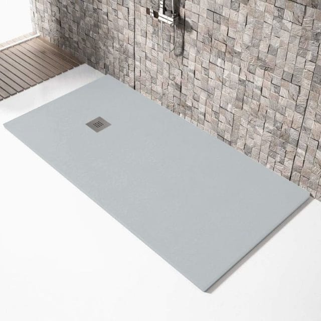 Mineralguss-Duschwanne extra flach MADISON Schieferoptik GRAU 90x120cm
