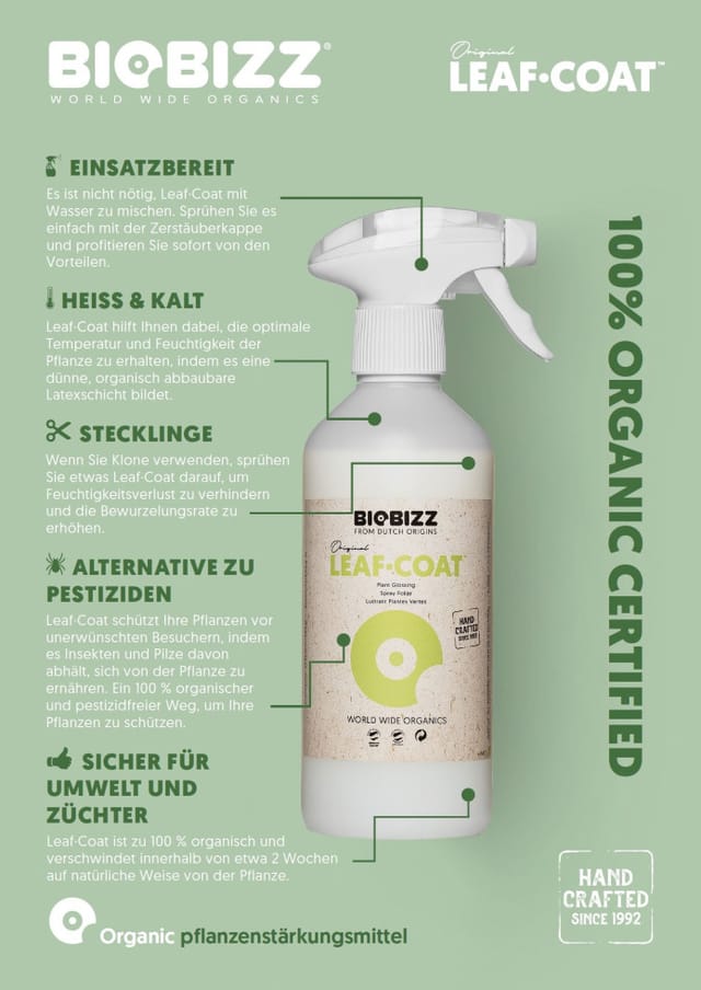 Biobizz - Grow Dünger Leaf-Coat 500 ml Sofort- und Langzeitwirkung Pflanzendünger