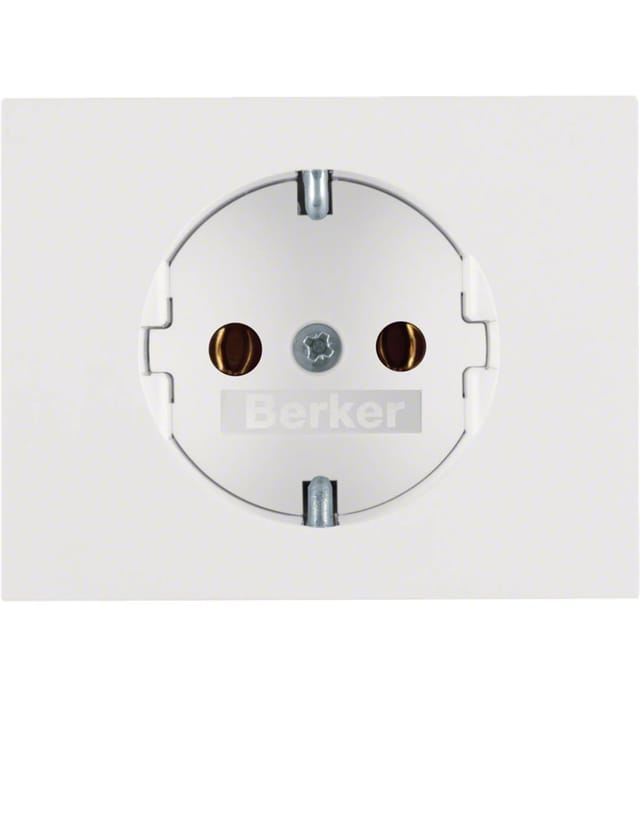Schuko-Abdeckung aus der Serie 'Berker K1' mit IP20-Kinderschutz 5,5x7x4cm Farbe Polarweiß
