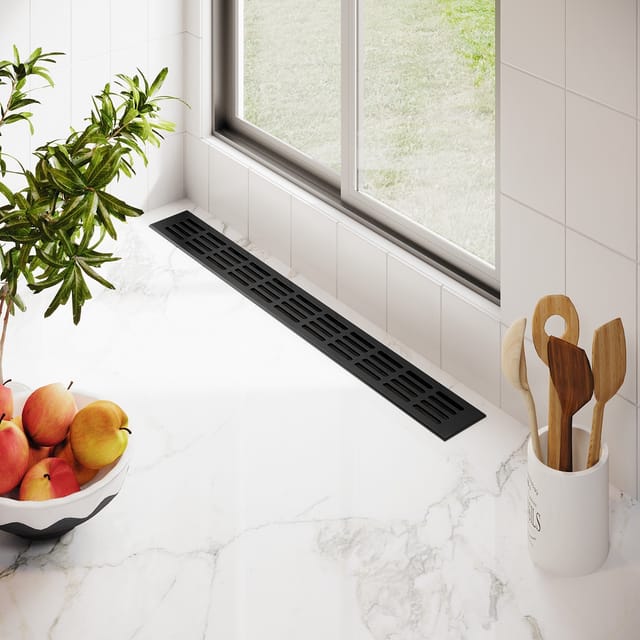 Ms Beschläge - Aluminium Stegblech Schwarz 60mm x 2000mm Lüftungsgitter Heizungsdeckel Lüftung ral 9005
