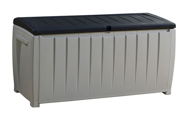 Novel Aufbewahrungsbox - 124x55x62.5cm - 340 Liter Fassungsvermögen - Kunststoff - Schwarz - geeignet für 2 Personen zum Sitzen (max. 220kg) - Keter
