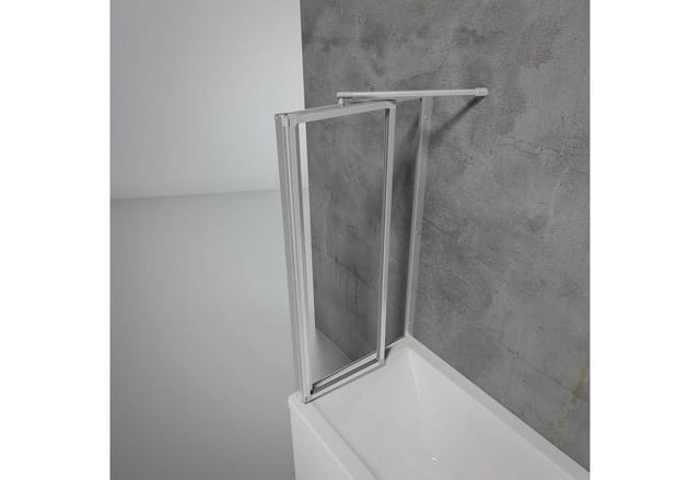 Duschabtrennung mit Seitenwand, 2-teilig faltbar - Breite: 89 cm, Höhe: 121 cm, Glas: 3 mm Sicherheitglas Klar Hell, Profil: Alu Natur, geeignet für
