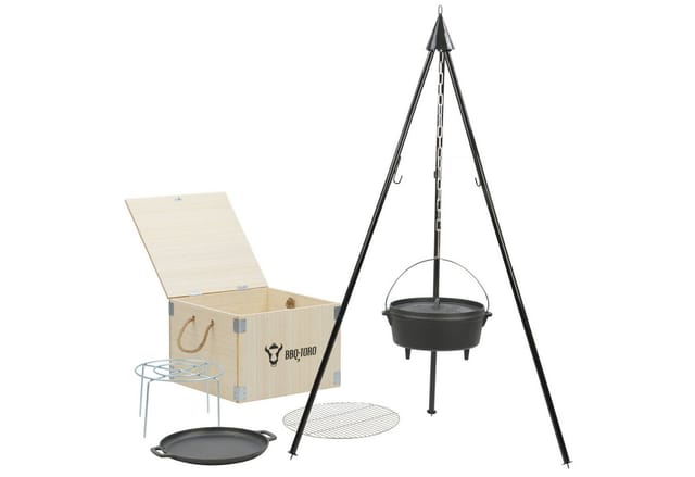 Bbq-toro - Dutch Oven Kit in Holzkiste, 6-teiliges Gusseisen Kochset