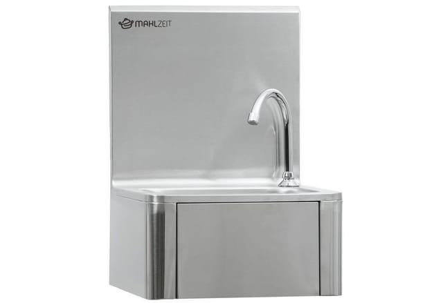 Mahlzeit - Edelstahl Handwaschbecken mit Kniebetätigung und Seifenspender