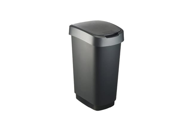 Swingeimer Twist 50 l schwarz silber Mülleimer & Abfallbeutel - Rotho