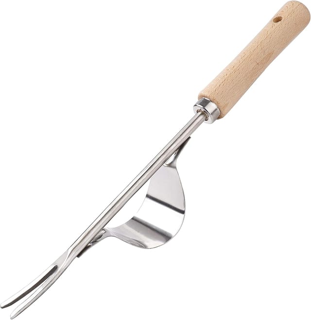 Ersandy - Manueller Unkrautjäter für den Garten, Unkrautjätgerät aus Edelstahl mit Holzgriff, Gartengerät zum Jäten Ihres Gartens, 32 cm lang, 1 Stück