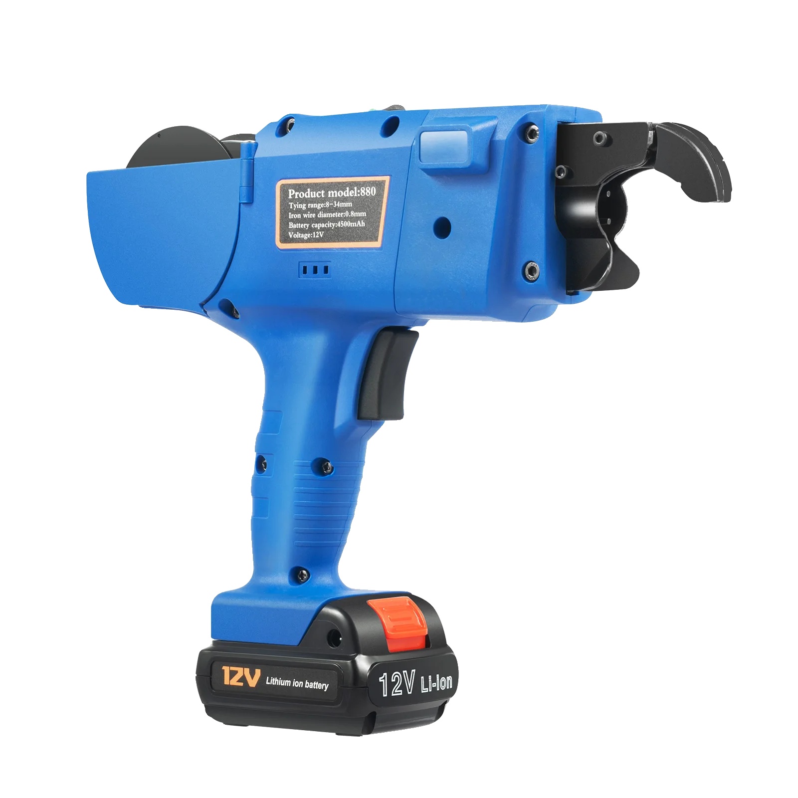 Bindemaschine Für Drahtstangen, 12 V, 1800 Mah Akku, Bindebereich 8–34 Mm, Abmessungen 28,5 × 7 × 23 Cm, Drahtdurchmesser 0,8 Mm