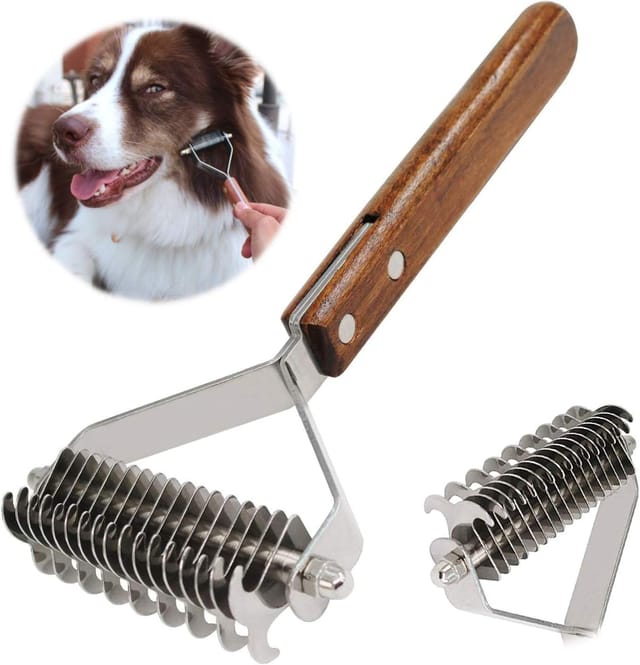 Ersandy - Coat King Harke für Haustiere, Unterfellharke, Hunde-Entfilzungskamm, Fellpflegebürste, Entfilzungswerkzeug, 17 + 9 doppelseitige Zähne,