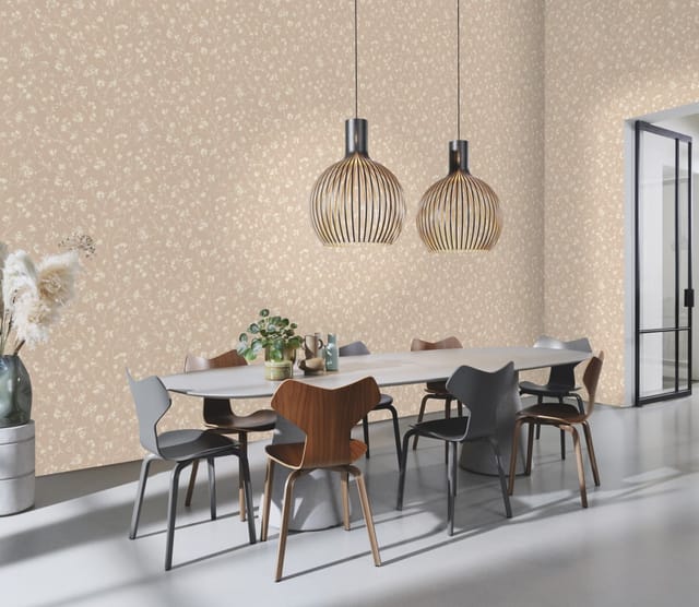 Rasch - Tapete Kollektion Freundin iii 463811 Vliestapete Botanisch 0.53 x 10.05 m Beige Weiß Wohnzimmer Flur Büro Küche Wohnräume
