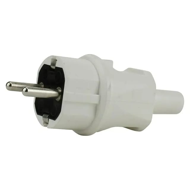 Schutzkontakt-Stecker mit Knickschutz bruchfest weiß - Unitec