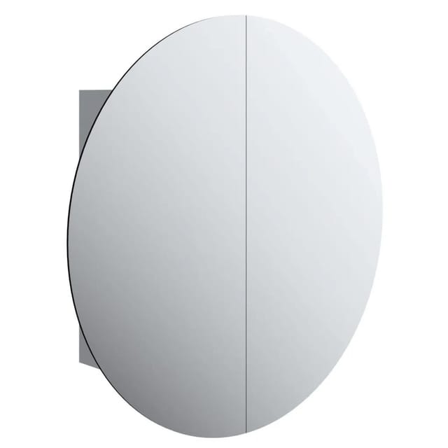 Badezimmerschrank mit Rundem Spiegel & led Grau 54x54x17,5 cm - Vidaxl