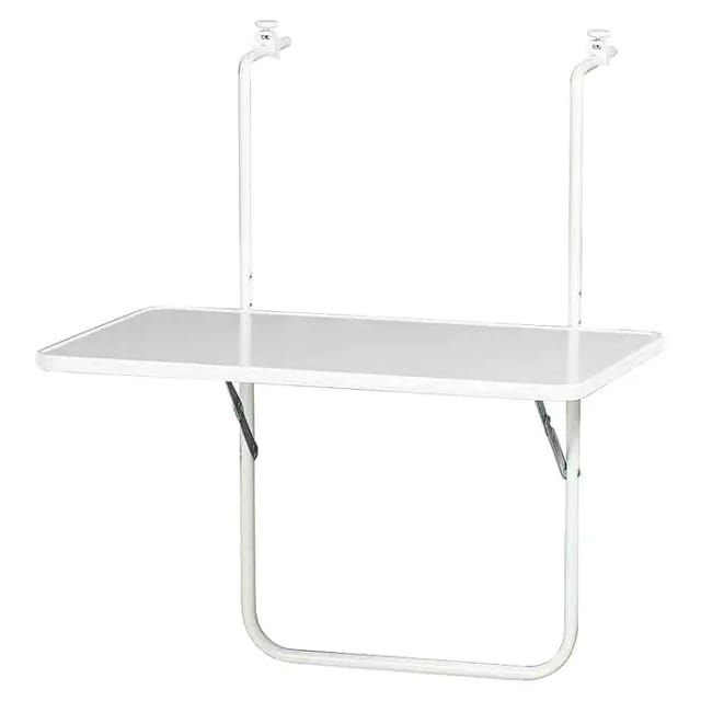 Balkonhängetisch 60x40 cm, weiß Gestell aus Stahl in weiß, Tischplatte aus top in weiß
