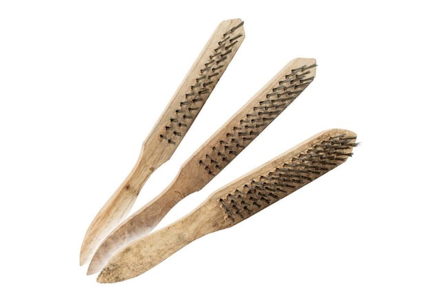 Drahtbürstensatz 3-teilig, 2, 3 und 4-reihig, Stahldraht mit Holzgriff - Eurotools