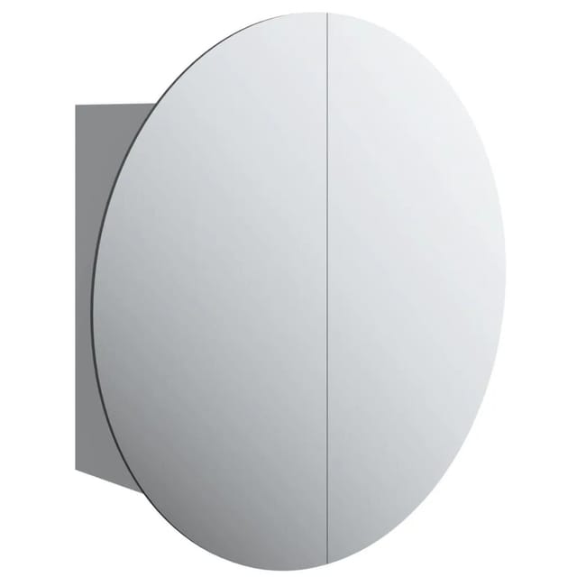 Badezimmerschrank mit Rundem Spiegel & led Grau 47x47x17,5 cm - Vidaxl