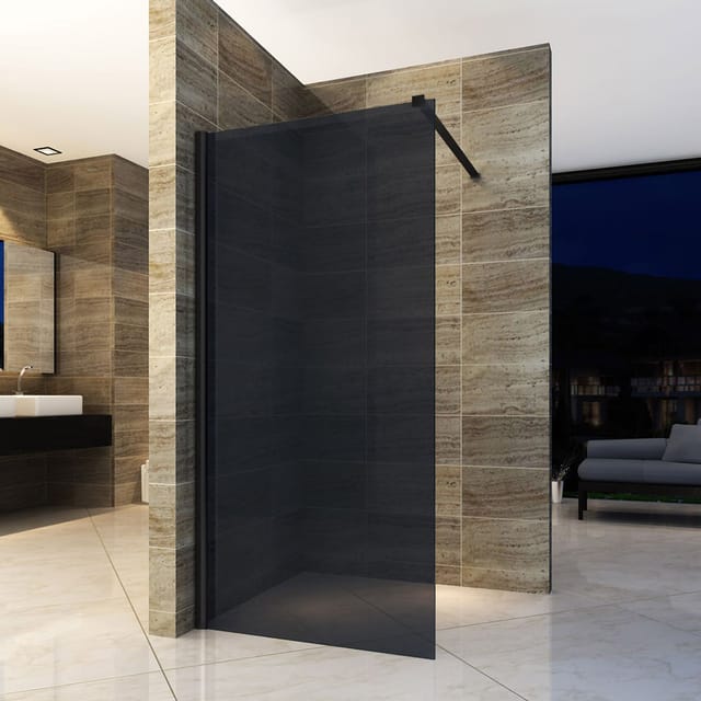 Eco Walk- In Duschwand aus Rauchglas schwarz 100x200 8mm - Aloni