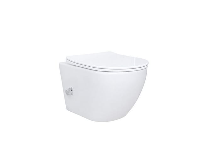 Spülrandloses Taharet Dusch WC inkl. Armatur + Sitz Toilette mit Bidet Funktion