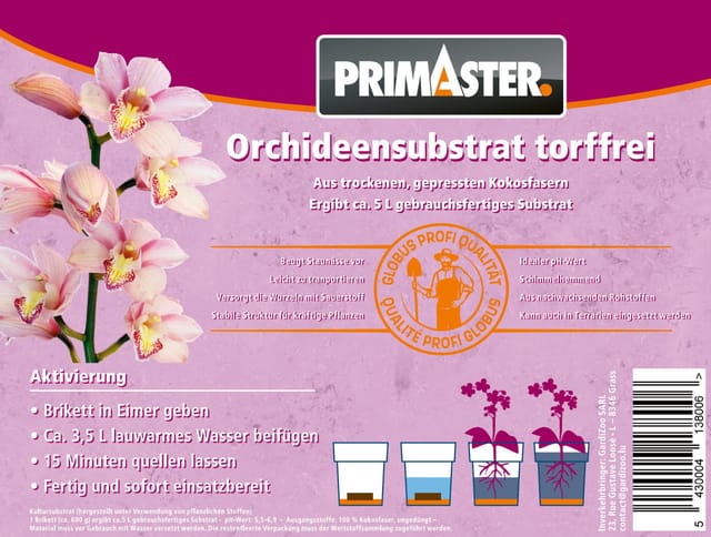 Orchideensubstrat torffrei Brikett für 5 Liter - Primaster