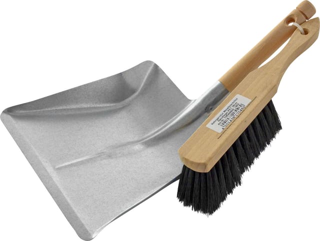 Kehrgarnitur Holzbesen und Metallschaufel Handfeger und Kehrblech Kehrschaufelset Kehrset