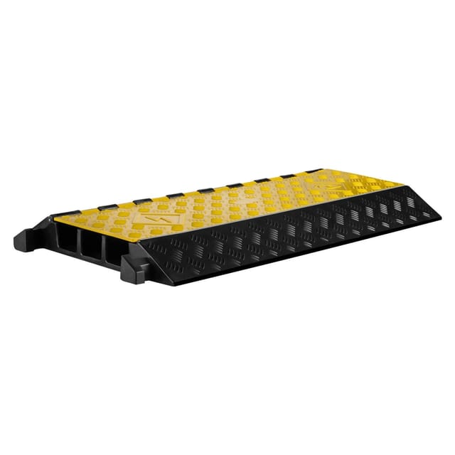 Wiltec Kanal Kabelbrücke 95 x 49 x 8 cm, Kabelkanal 30 t Tragkraft, Überfahrschutz bis 40 km/h, Kabel Trittschutz für Außenbereich mit 3 Kanälen,