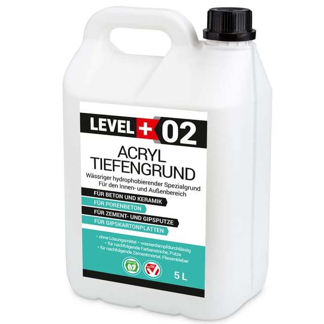 Level+ - level+ Acryl Tiefengrund Grundierung Zement Gipsputz L+02 - 5L