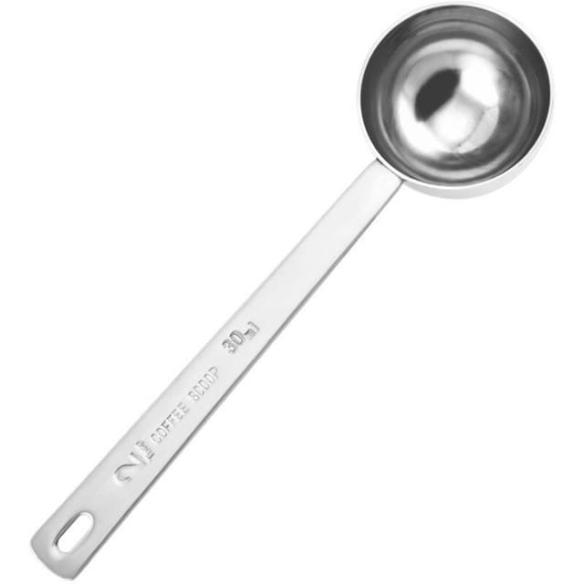 Ahlsen Stück Edelstahl-Kaffeemesslöffel, 30 ml Edelstahl-Messkaffeelöffel, langer Griff zum Aufhängen, Messlöffel für Kaffee, Tee, Milchpulver,