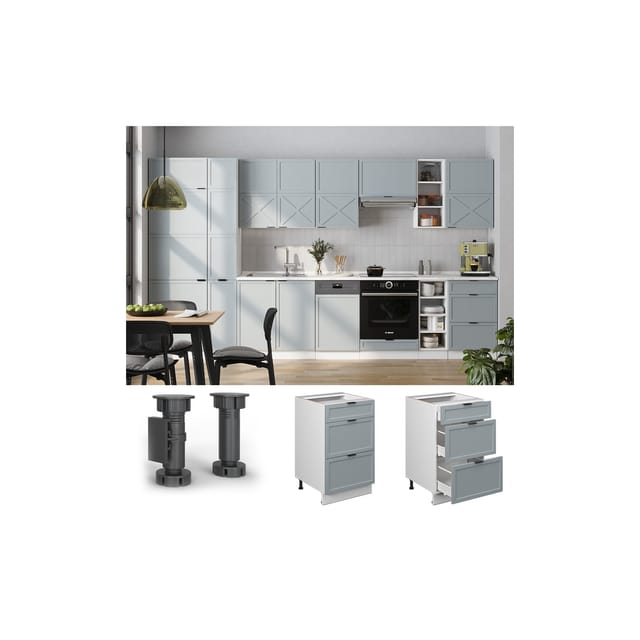 Vicco - Küchenschränke Fame-Line, Hellblau-grau, 50 cm , ap Goldkraft