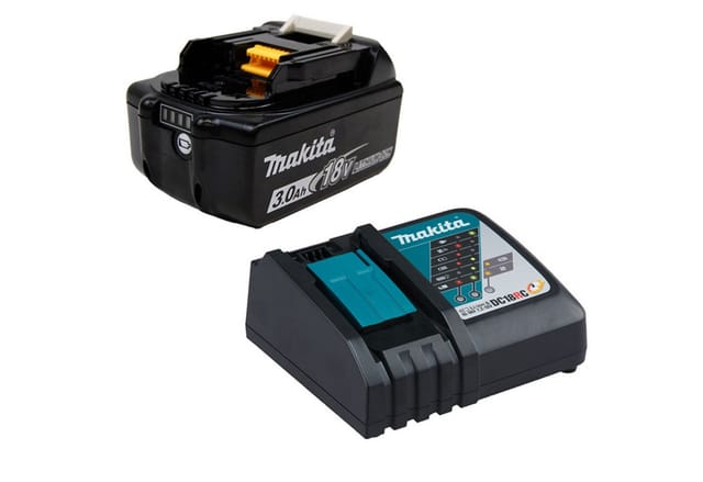 Makita - BL1830B Akku 3,0 Ah 18V Li-Ion mit Ladestandsanzeige & DC18RC Schnellladegerät - DC18RC-BL1830B-1x