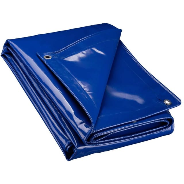 Wetterfeste Abdeckplane blau, wasserfeste Plane mit Ösen 3 x 4 m, Polyester Plane 650 g/m², UV-resistente Gartenplane, robuste Schutzplane mit pvc