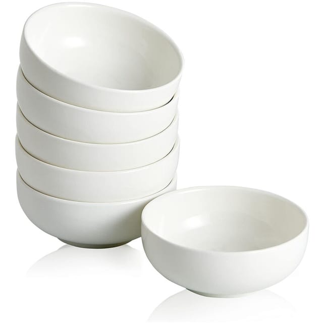 Keramik Saucenschälchen,60 ml Dipschalen Dip Sojasauce, Mini-Sushi Schüssel Set,Kleine Dipp-Soja-Schalen Rund, 6 Stück - Weiß