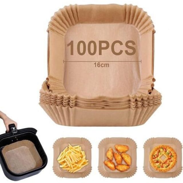 Lablanc - Pergamentpapier für Luftfritteuse, 100 Stück 16 cm Backpapier, Luftfritteusen-Papiereinlage, Einweg-Antihaft-, ölfreies