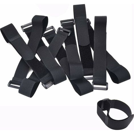 Lan Bdd 10er-pack Kabelbinder, Verstellbare Klettbänder Mit Kunststoffschnalle (250 Mm X 20 Mm)