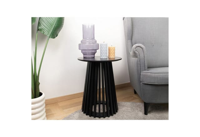 Beistelltisch bilbau 50x40cm rund schwarz Couchtisch kleiner runder Tisch Nachttisch