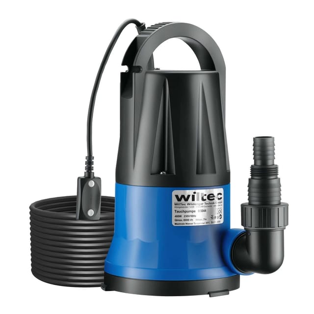 Tauchpumpe 400 w, Schmutzwasserpumpe mit max. Fördermenge 6000 l/h, Pumpe zum Absaugen von Wasser max. Förderhöhe 7 m, Flachsaugpumpe für Keller