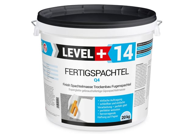 Level+ Fertigspachtel 20kg Spachtelmasse und Acryl Tiefengrund 5L SET600