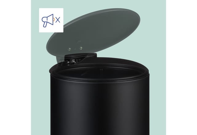 Mülleimer Bad, 3 l, Kosmetikeimer mit Soft-Close, matte Optik, entnehmbarer Inneneimer, Treteimer, schwarz - Relaxdays
