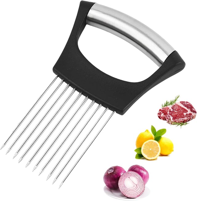 Manuelle Edelstahl-Gemüsehobel, Gemüseschneider, Lebensmittel-Schneidehilfe, Gemüseschneider, Schneidhalter, Edelstahl-Zwiebelhacker für Fleisch,